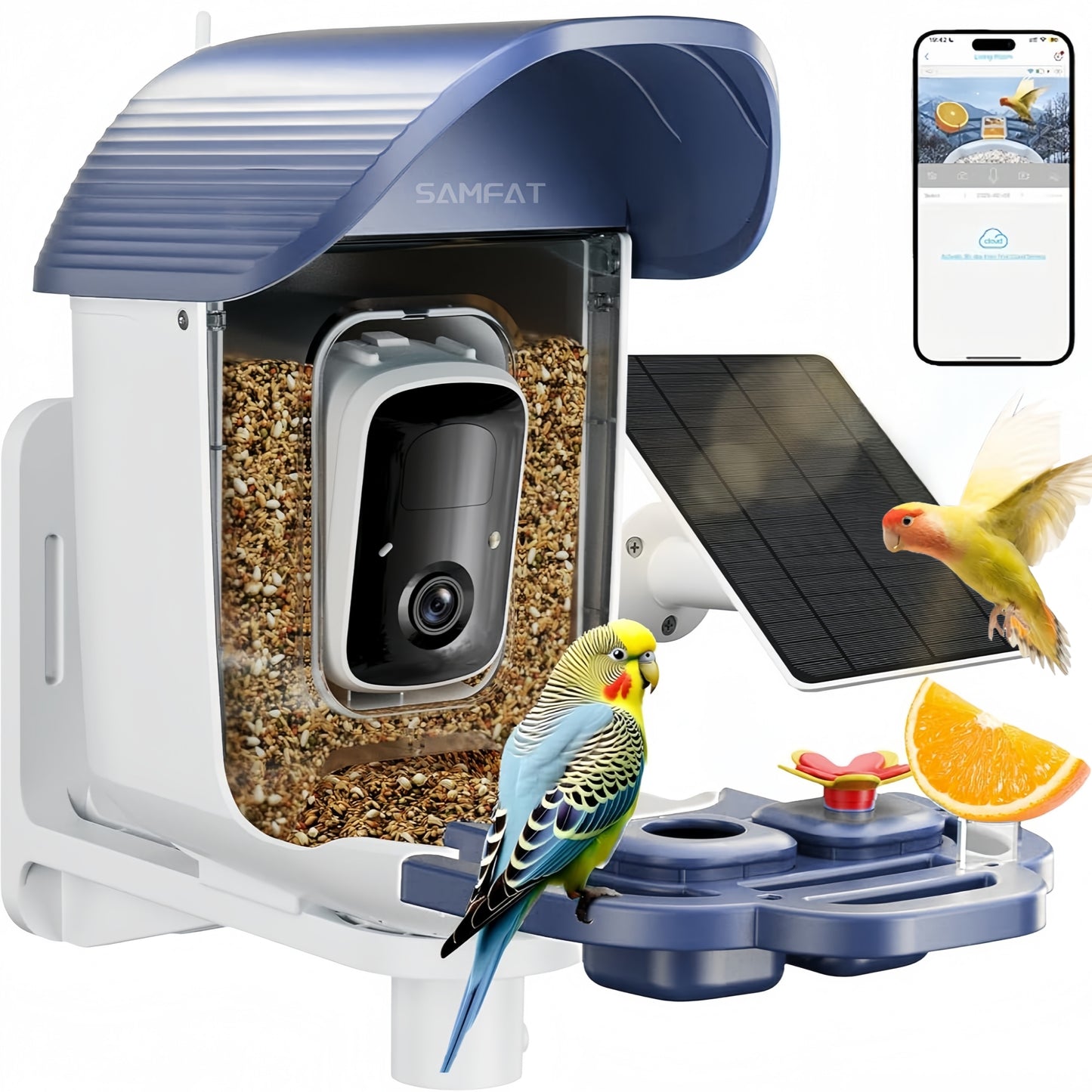 Smart Bird Feeder with Camera, Solar Powered Bird Feeder Camera with AI Bird Identification, 2.5K HD Video Bird House with Camera, Weatherproof Design Ideal Present for Bird Lover